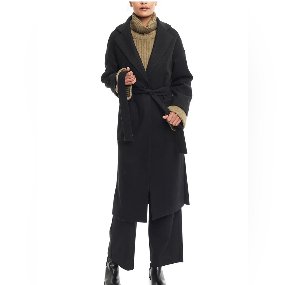NEW LBLC The Label Black Belted Marie Coat Small